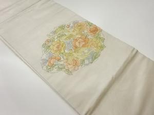 銀駒相良刺繍牡丹に鳥模様名古屋帯